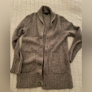 Banana Republic wool, silk blend tan marled open cardigan with 6 buttons